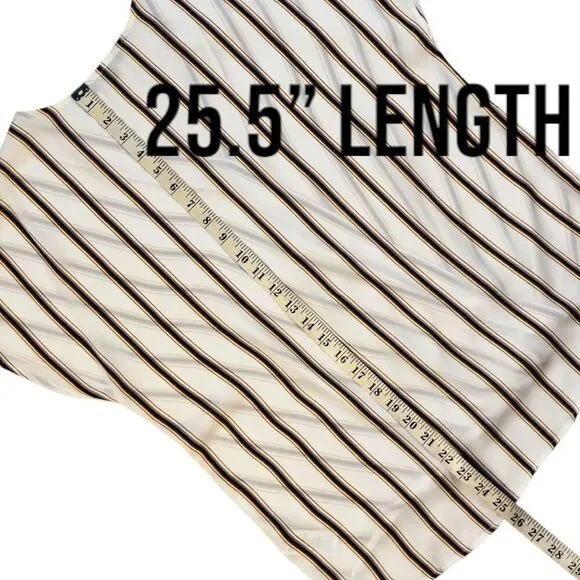 Adrianna Papell Cream Striped V-Neck Wrap Blouse Sz M - Picture 9 of 11